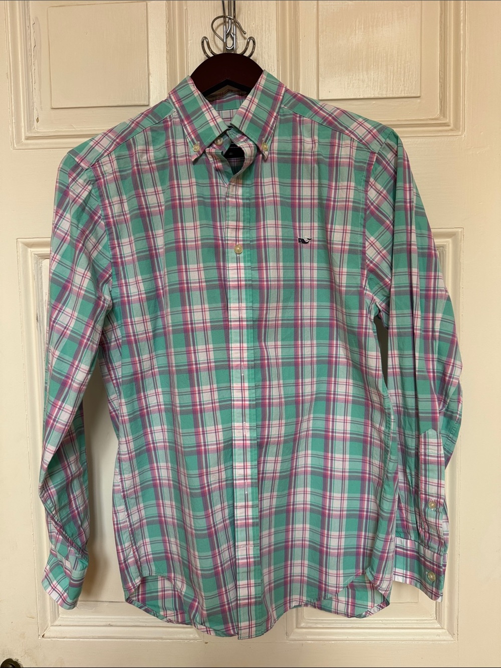 Vineyard Vines Mint Green & Pink Plaid Button-Down Shirt
